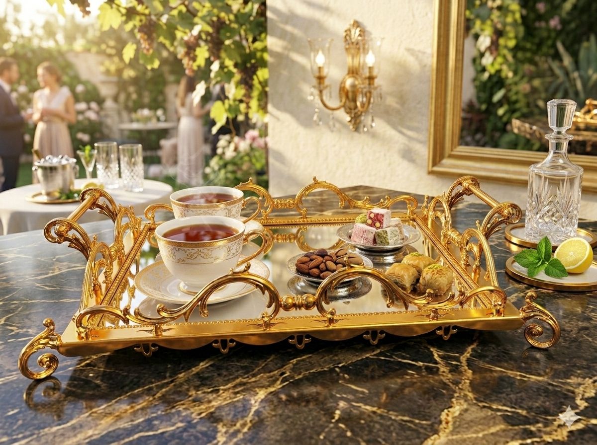 Large Luxury Mirrored Serving Tray - Premium Vanity Organizer for Perfume, Jewelry & Makeup