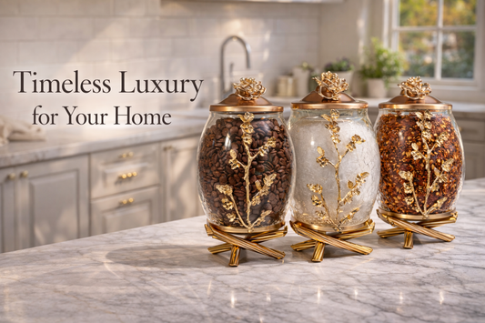 Luxury Gold Canister Set | 3 Piece Kitchen Storage Jar Set
