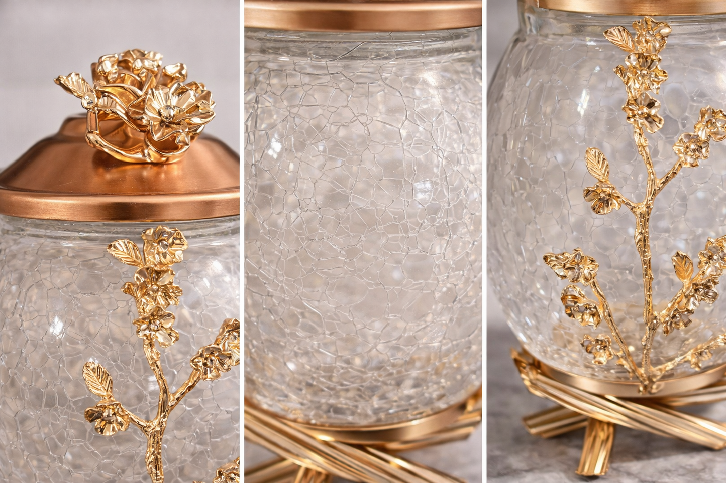 Luxury Gold Canister Set | 3 Piece Kitchen Storage Jar Set