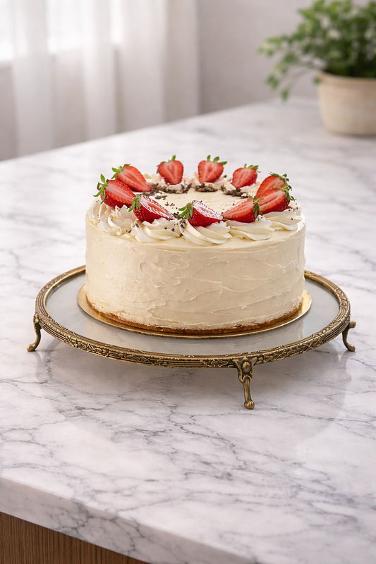 Decorative Glass Tray & Wedding Cake Stand – Antique, Silver & Gold | 11.8 in