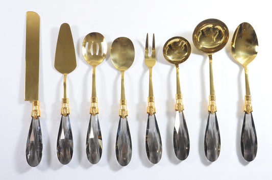 Luxury Black Crystal Handle Serving Set