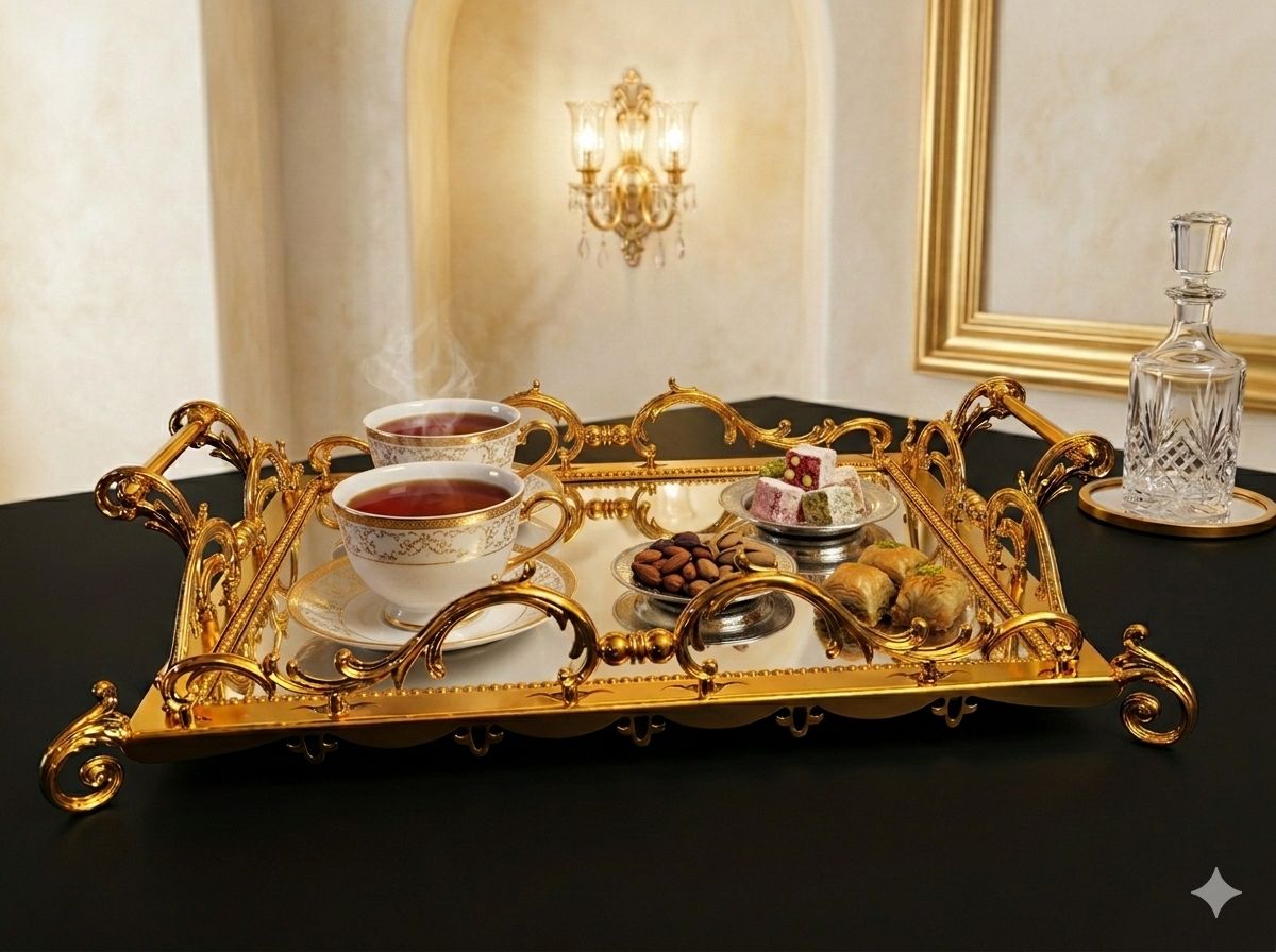 Large Luxury Mirrored Serving Tray - Premium Vanity Organizer for Perfume, Jewelry & Makeup