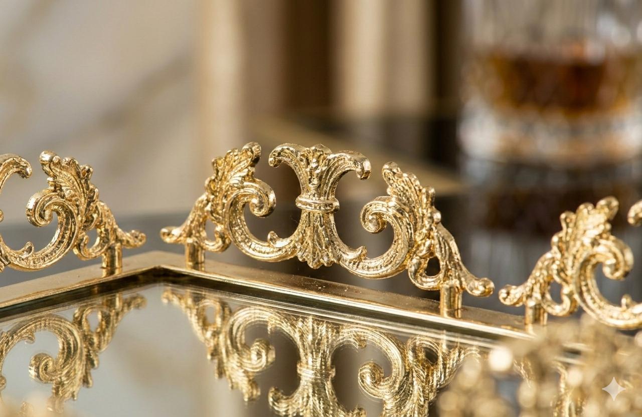 Large Mirrored Antique Vanity Tray - Decorative Serving Tray for Perfume, Jewelry & Makeup Organizer