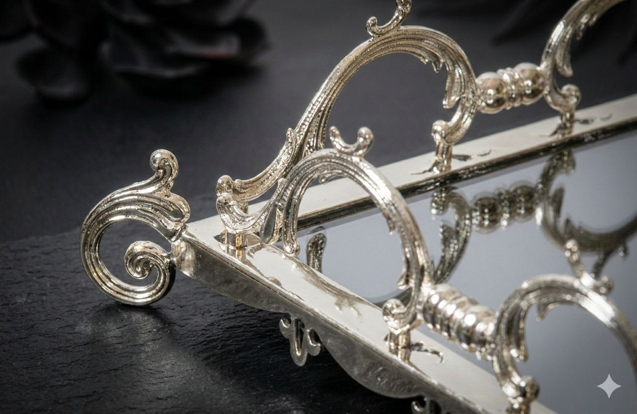 Square Mirrored Gold Vanity Tray - Decorative Serving Tray for Perfume, Jewelry & Makeup Organizer