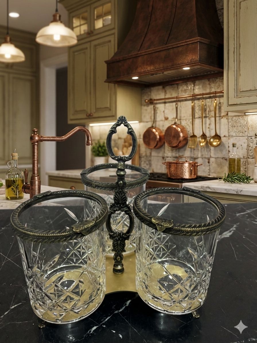 Crystal Glass Spoon Holder | Elegant Kitchen Utensil Organizer & Bathroom Toothbrush Holder