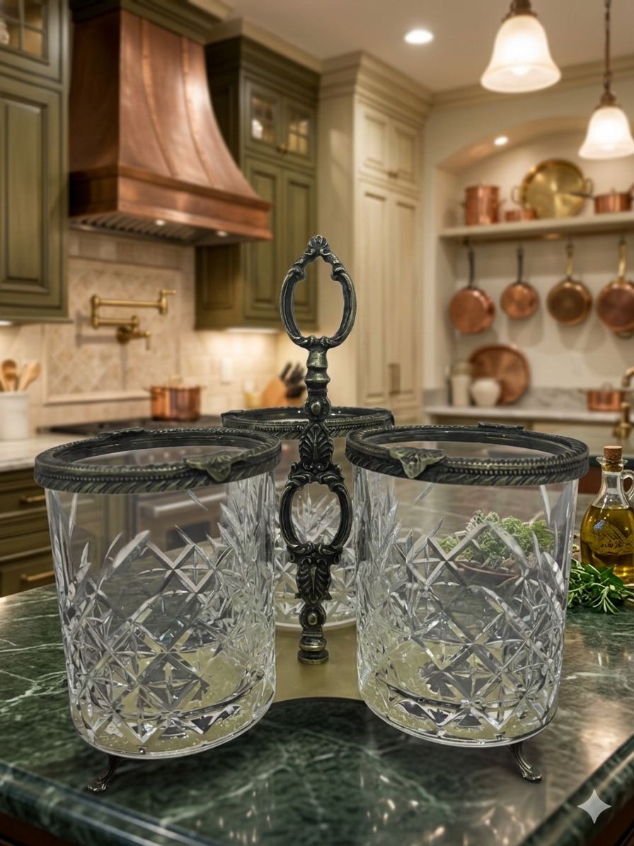 Crystal Glass Spoon Holder | Elegant Kitchen Utensil Organizer & Bathroom Toothbrush Holder